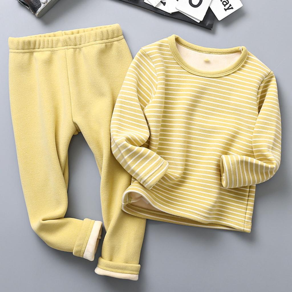 Children's  Fleece-Lined Thermal Underwear Set,  Seamless Clothes, Suitable For Medium And Large Children