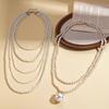 Baroque Retro Imitation Pearl Beaded Multi-layer Sweater Chain Elegant Necklace