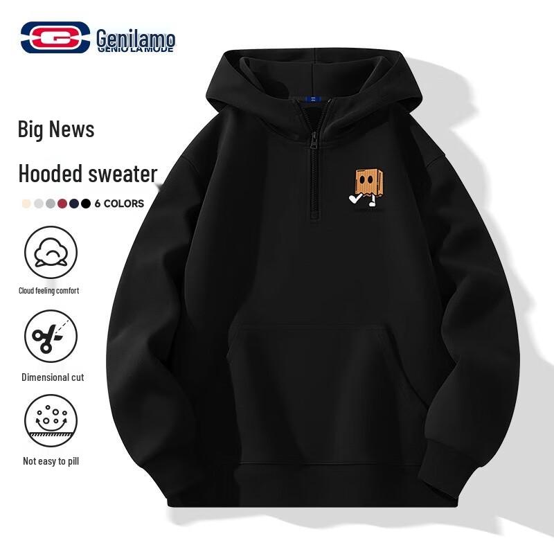 GENIOLAMODE Men s Loose Fit Heavyweight Pullover Hoodie L
