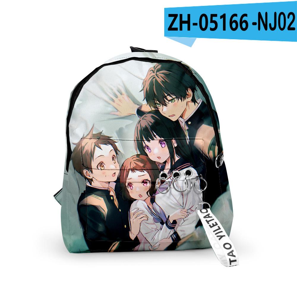 Classic Popular Funny Hyouka Backpacks Boys/Girls Pupil School Bags 3D Print Keychains Oxford Waterproof Cute Small Backpacks