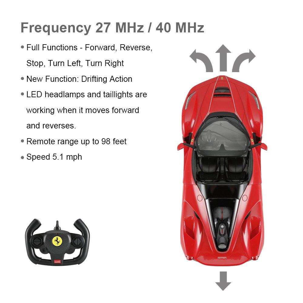RASTAR Ferrari RC Radio Control Car, Official Model, 1:14 Scale Ferrari LaFerrari Aperta RC Drift Car, Convertible, Openable Doors, Red