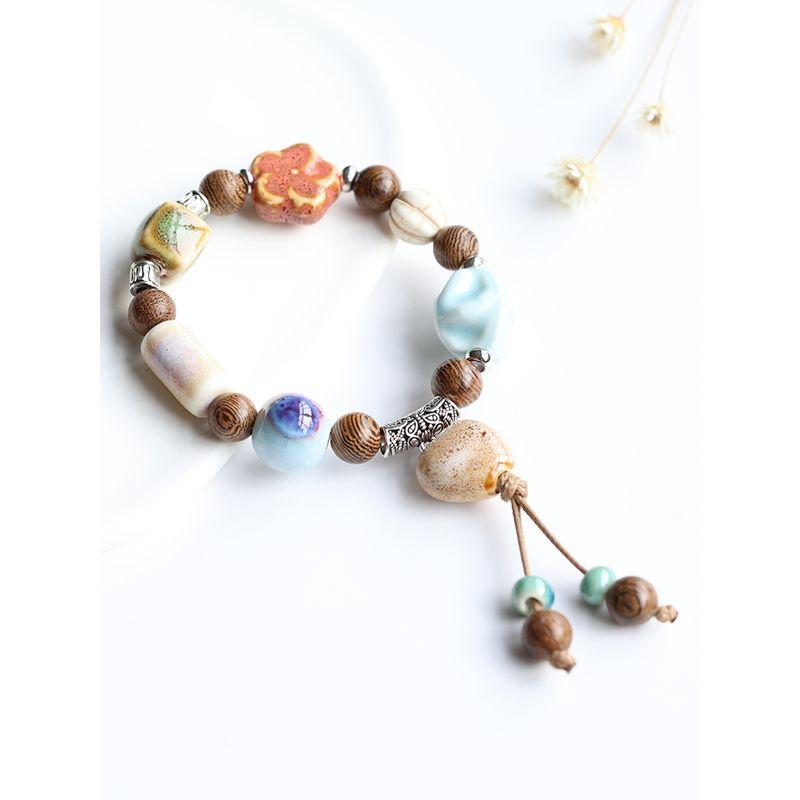 Retro Ceramic Tassel Bracelet Jingdezhen Beaded