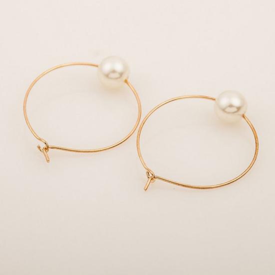 Fashion Women Faux Pearl Charm Huggie Hoop Earrings Party Jewelry Birthday Gift