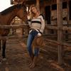 Women's Spring Autumn Color Block V-Neck Pullover Knitwear Sweater - Comfortable for Daily Commute