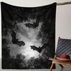 Dark Night Bat Print Throw Blanket - Gothic Halloween Motif Soft Lightweight Accent for Sofa Bed Travel Gift