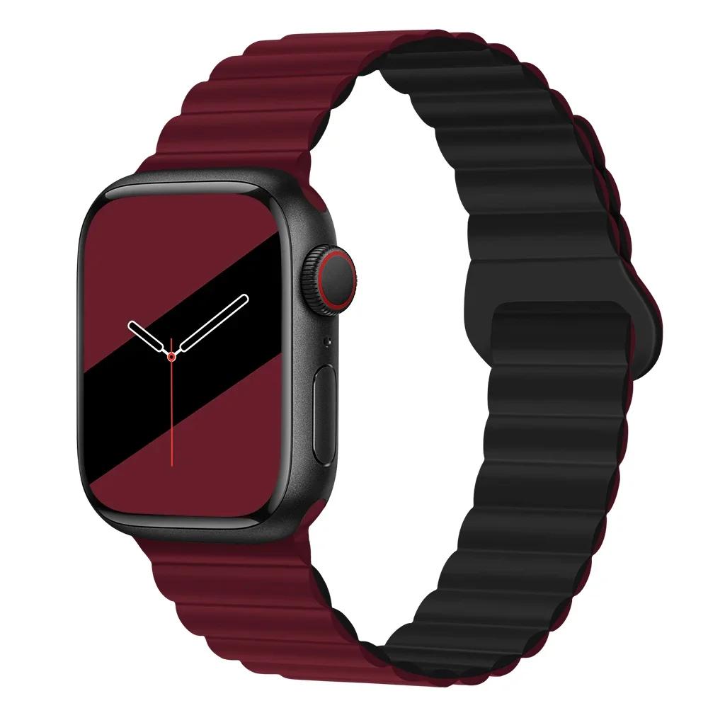 Magnetyczny Pasek Silikonowy Sportowy Bransoletki Do Apple Watch 41mm 42mm 44mm 45mm 46mm 49mm iWatch Seria 11 10 9 8 7 6 5 4se