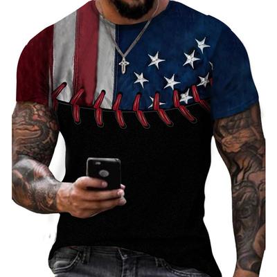 Summer Round Neck 3D American Independence Day Printed Top Fashionable Casual Short Sleeved Men's T-shirts