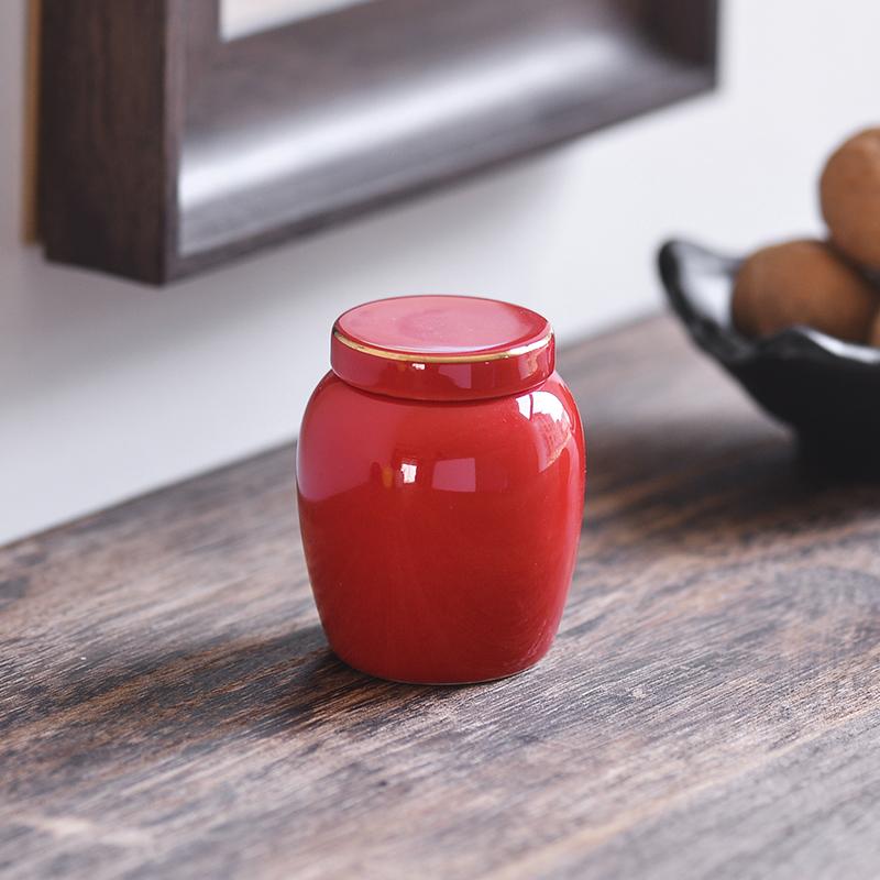 Nordic Mini Ceramic Tea Leaf Jar Fragrant Powder Sealing Portable Travel Small Tea Jar Gilded Porcelain Storage Bottle Container