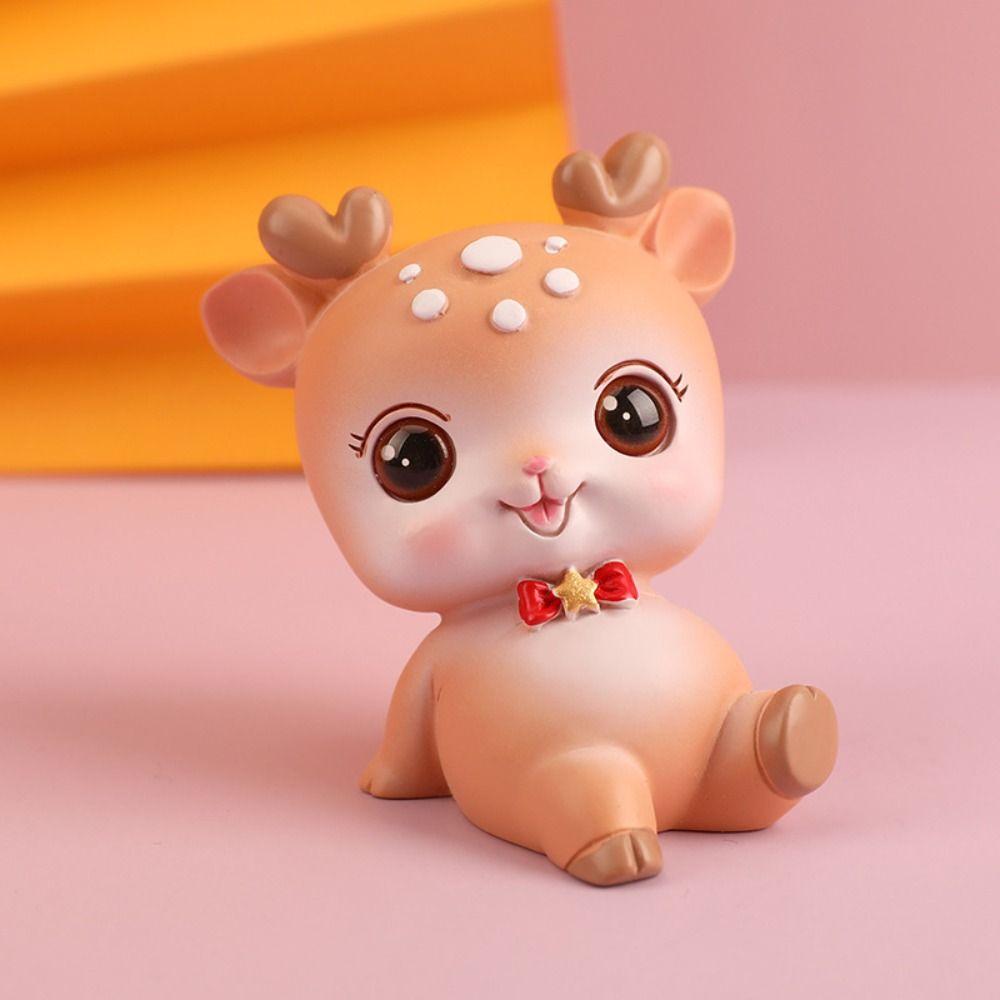 DIY Elk Miniature Figurines Resin Crafts Mini Deer Statue Cartoon Deer Figurines Home Car Decor
