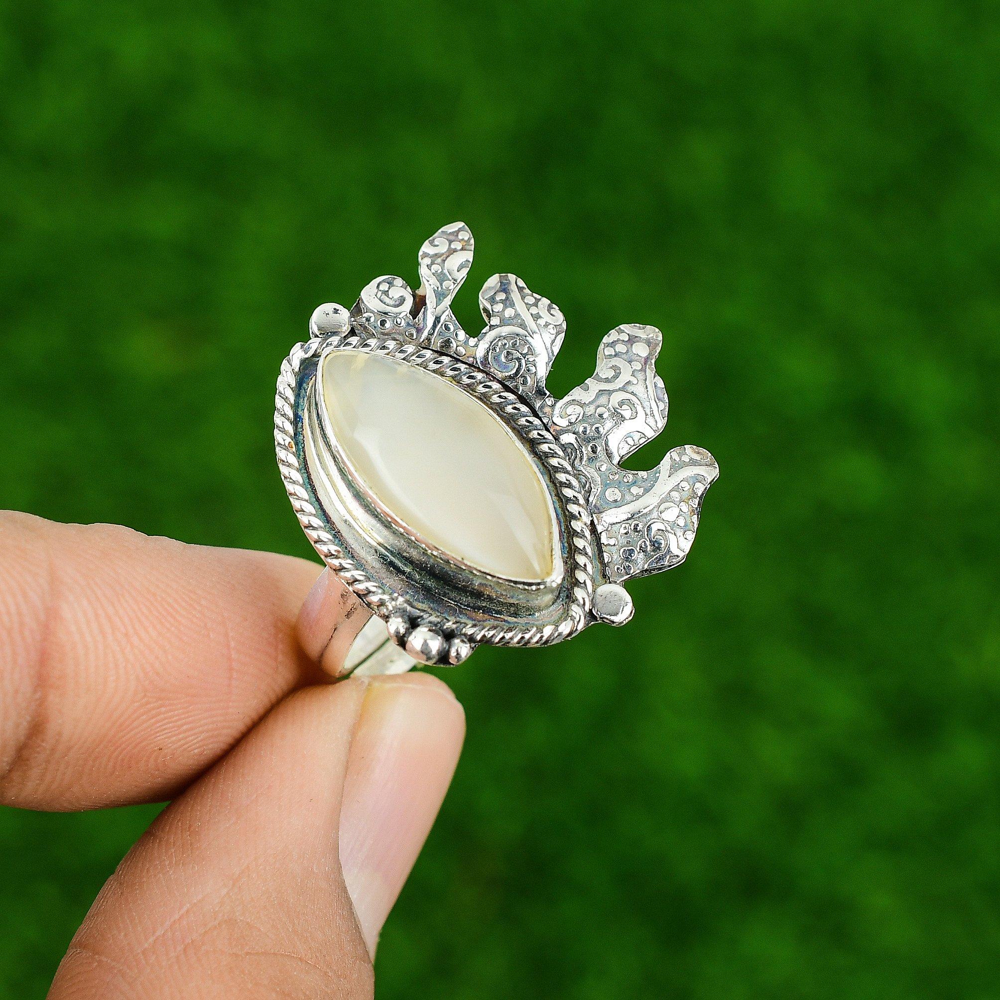 

Gift For Women Stackable Adjustable Ring 925 Silver Natural Moonstone Gemstone Adjustable