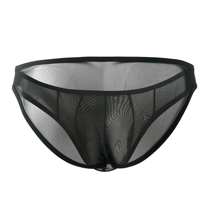 Men's Sexy Mesh Separation Triangle Ice Silk Underwear Shorts