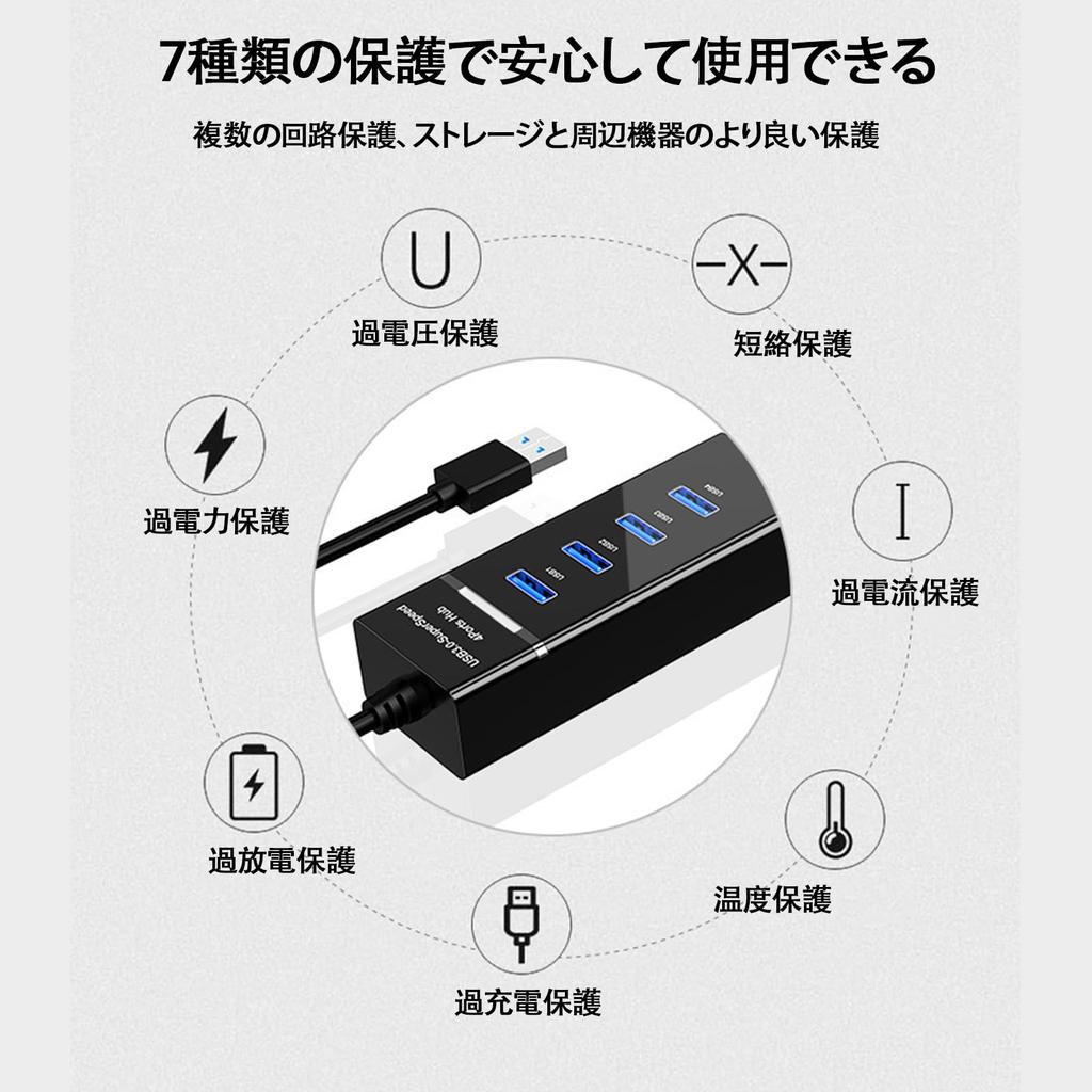 USB Hub with 5Gbps Data Lightweight and Compatible with Surface and Other Ideal for Remote and Working from Home 3.0 4-Port High-Speed Transfer,