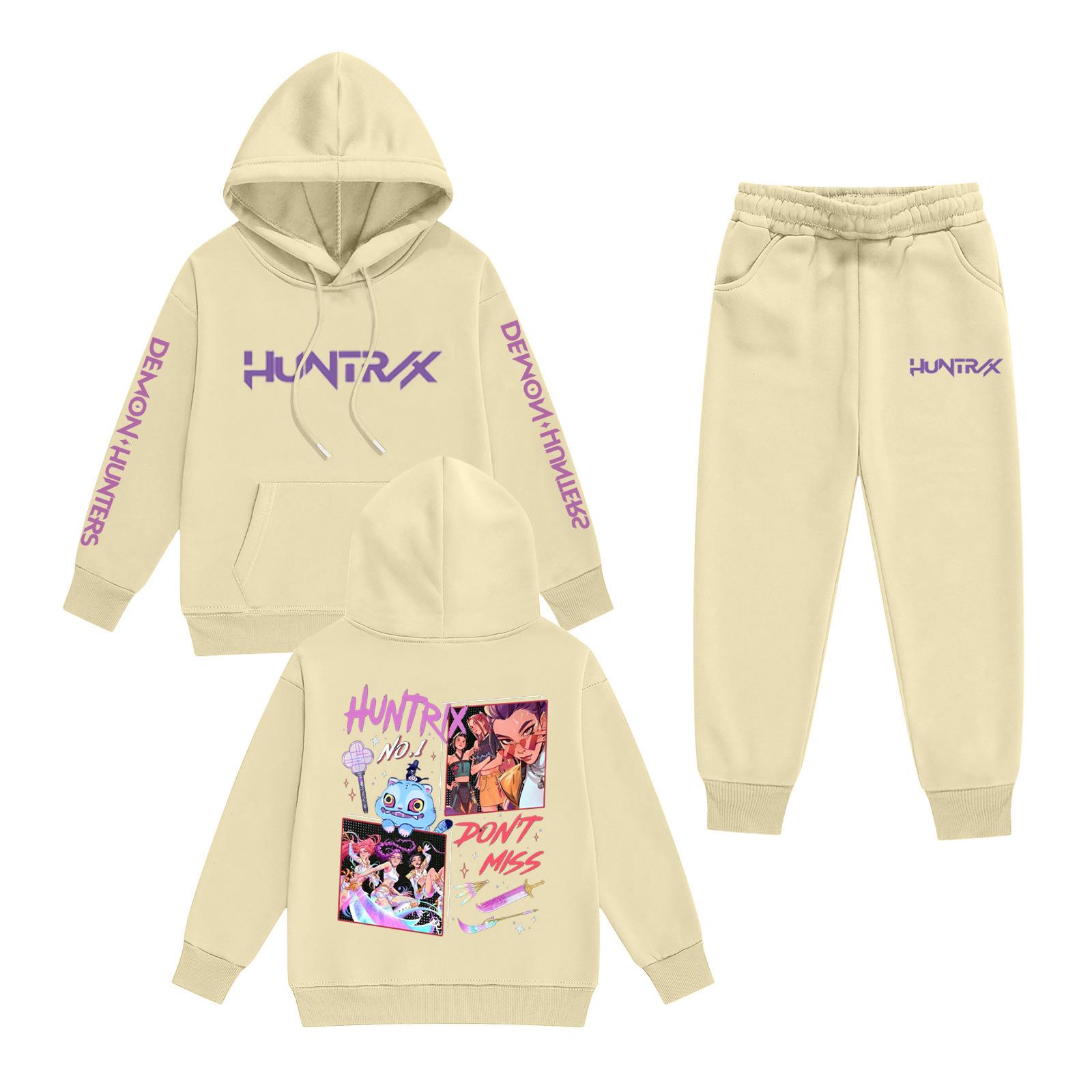 

Kids Long Sleeve Loose Pullover Letter Print Drawstring Hooded Sweatshirt Set 100