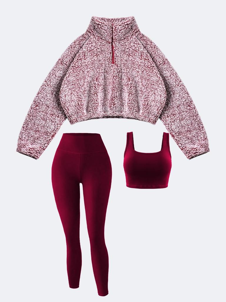 Women's Stretchy Yoga & Fitness Three-Piece Set - Spring/Autumn 2025 Edition