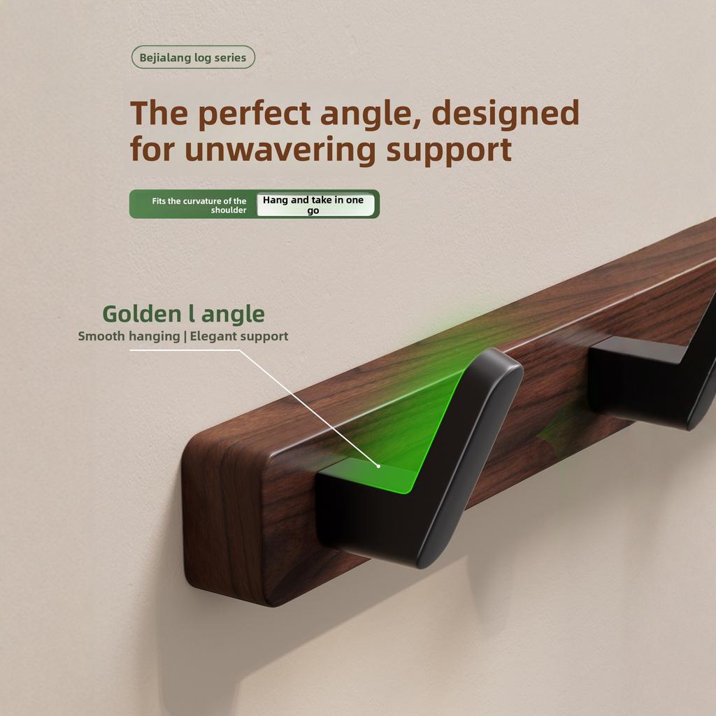 Walnut Beech Hook, No Punching in The Fitting Room, Hanger Behind The Door, Wall Hanging in The Entrance, Clothes Hat Hanger