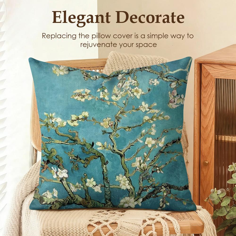 Claude Monet Oil Art Cushion Cover Natural Linen Organic Fabric Double-Sided Printing Sofa Home Decor Gift Pillow Case