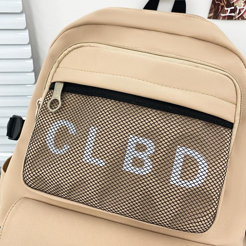 Three-Piece Backpack Set Large Capacity Student Schoolbag Women Solid Color Backpack with Lunch Bag Pen Bag