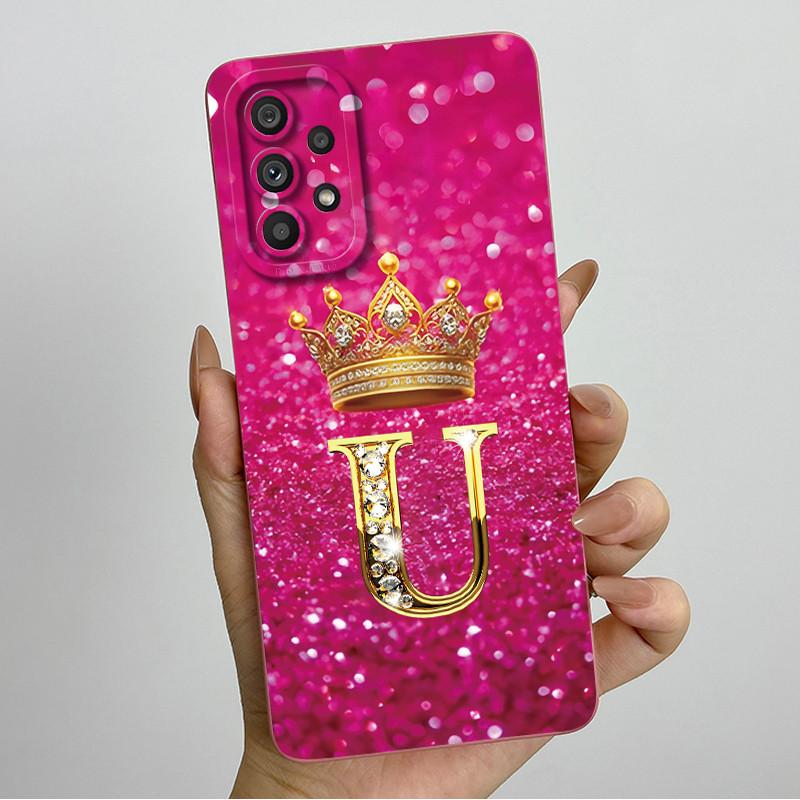 Phone Case for Samsung Galaxy A72 A52 A52S 4G 5G Liquid Silicone Soft Shockproof Lens Protective Cover Luxury Crown Letter Cases
