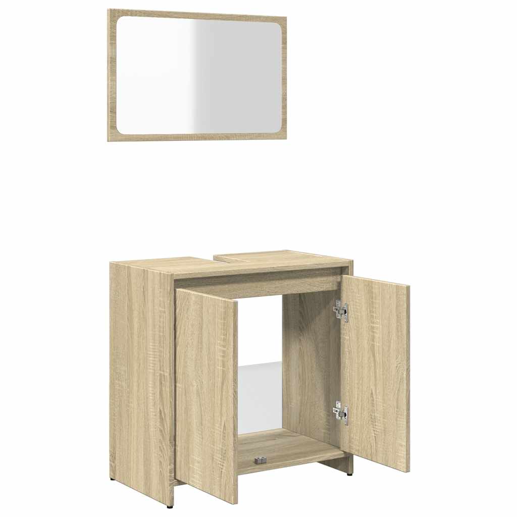 2 Piece Bathroom Furniture Set Sonoma Oak Particleboard