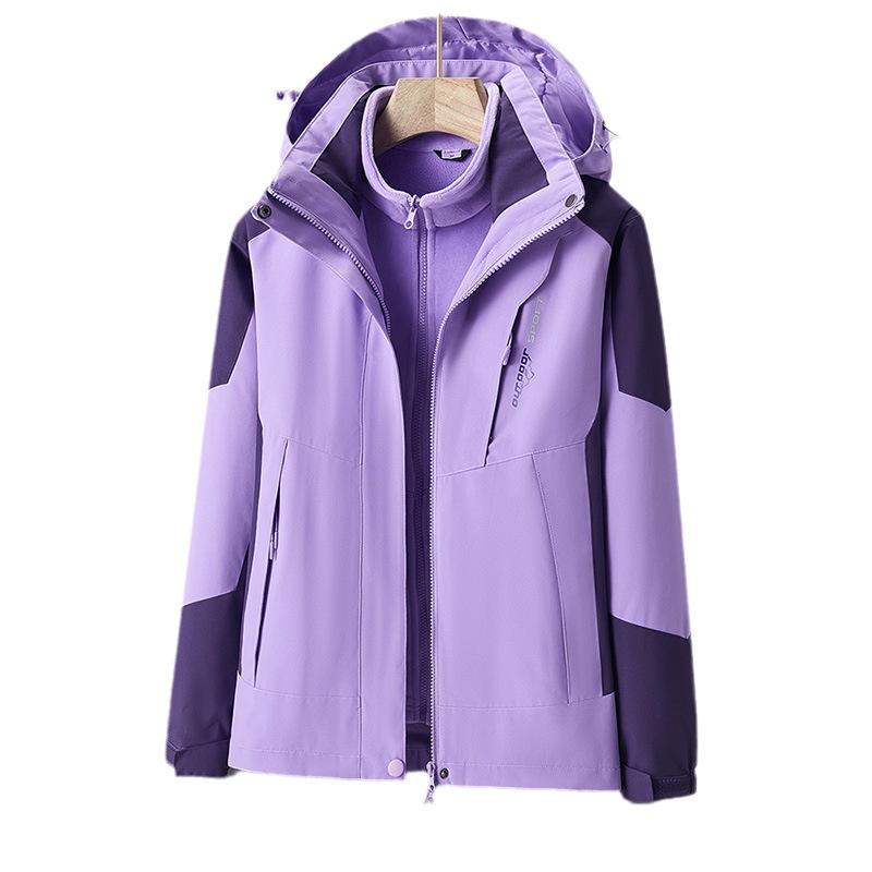 Mountain Couple Jacket Men's and Women's Three-in-one Removable Two-piece Set Custom Windproof and Waterproof Outdoor Trendy Jacket