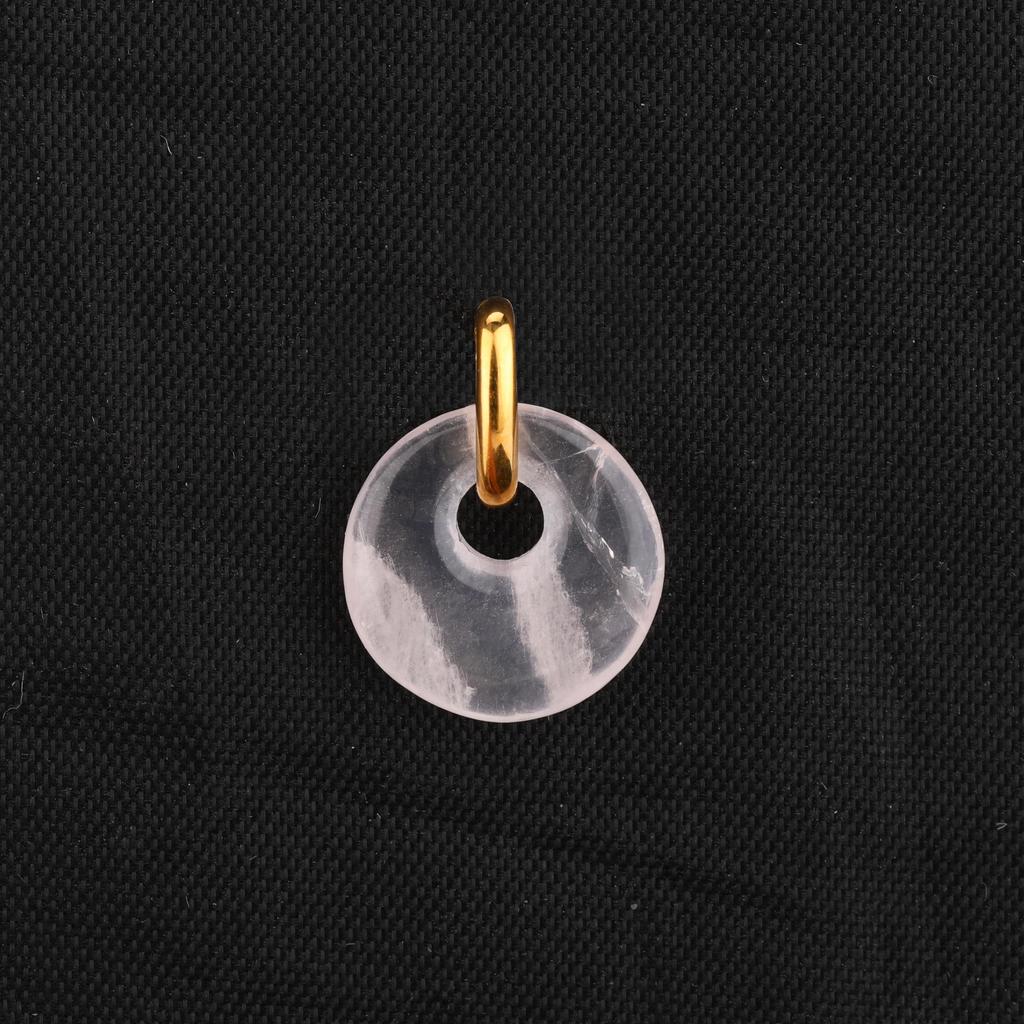 Rose Quartz Donut Pendant 925 Sterling Silver Gold Plated Rhodium Minimal Fine Jewelry Gift for Her