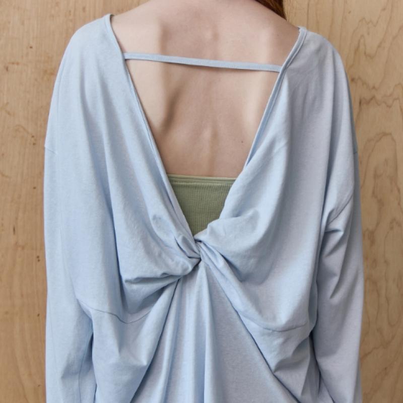 Maxza Back Open STrap TwisT Loose T shirT ze04qT011na