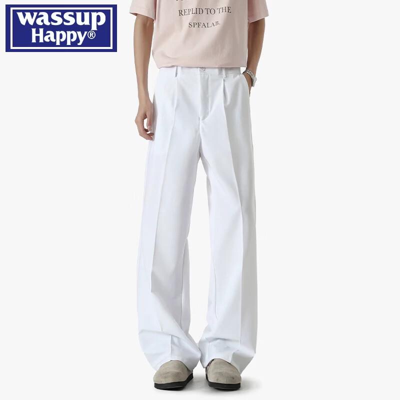 WASSUP HAPPY High-Street Loose Fit Straight-Leg Fleece-Lined Trousers