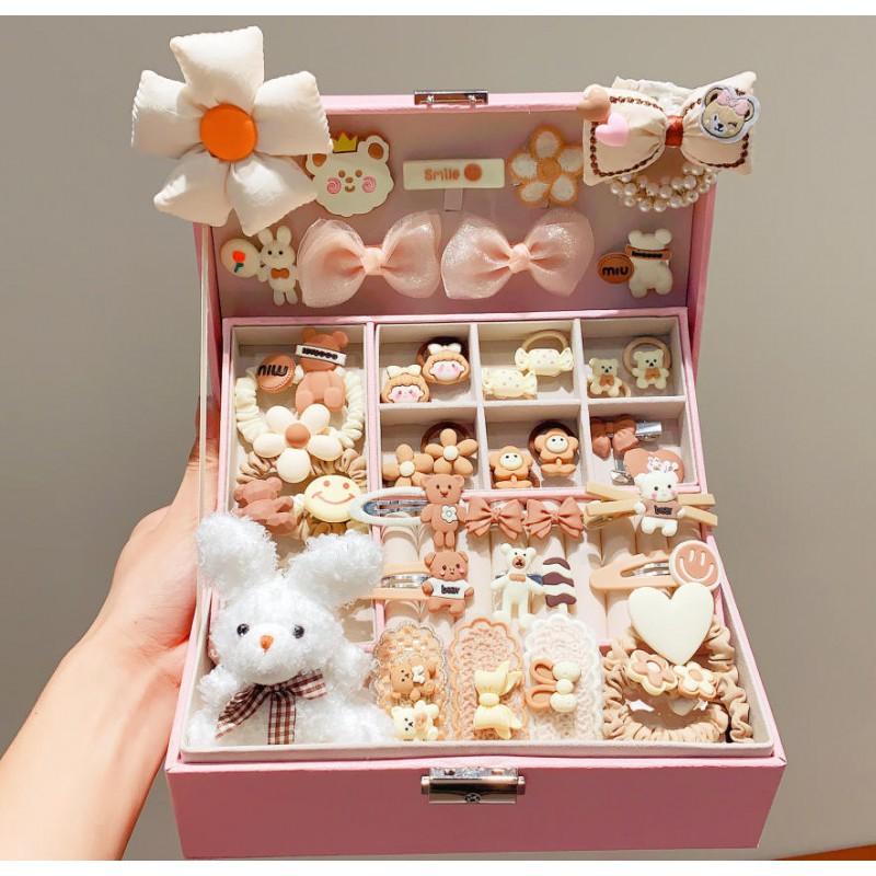 Strawberry Bear Hair Accessories Gift Set Girls Princess Theme Clips Headband Kit 3-10 Years