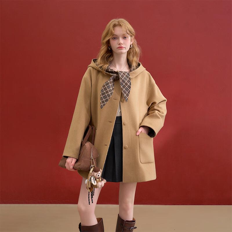 Westlink Women's Hooded Woolen Mid-length Warm Coat