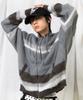 Gluck Gnt061 Striped Knit Zip-Up Hoodie (Gray)