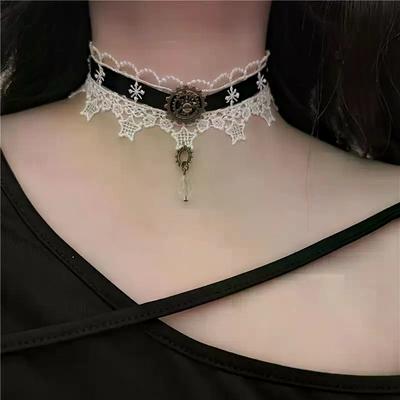 Gothic Punk Steampunk Halskette Weihnachten Schleife Spitze Choker Kragen Halskette