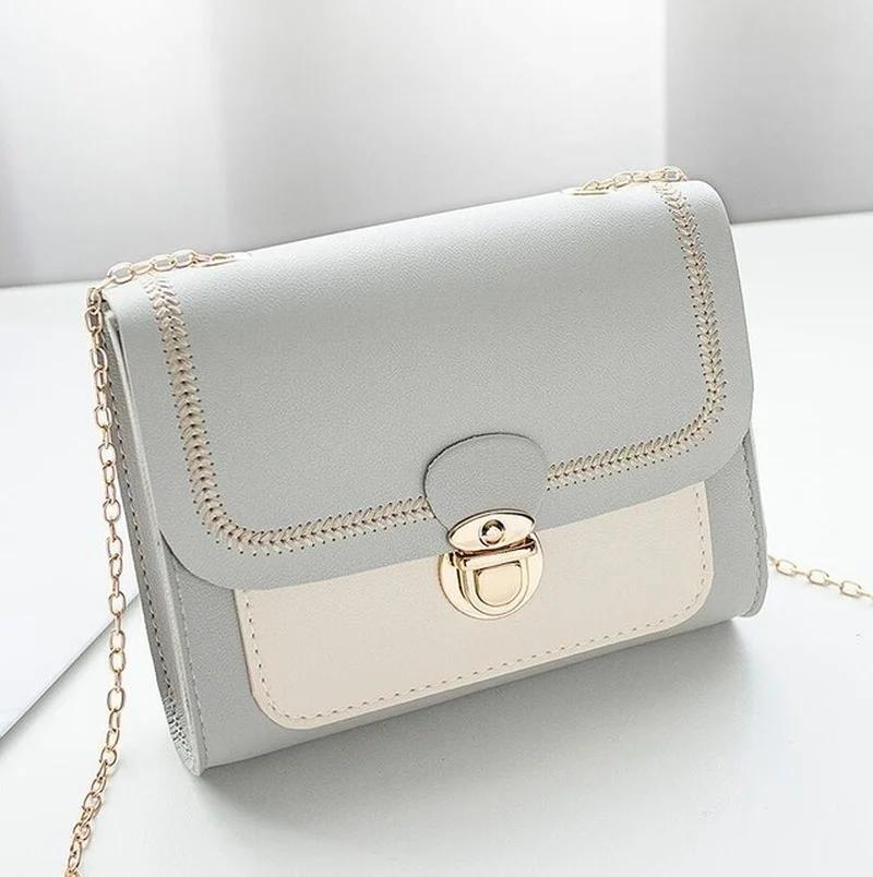 1 Pcs New Korean Style New Fashion Small Square PVC Bag Versatile Ins Color Block Single Shoulder Crossbody Chain for Women's