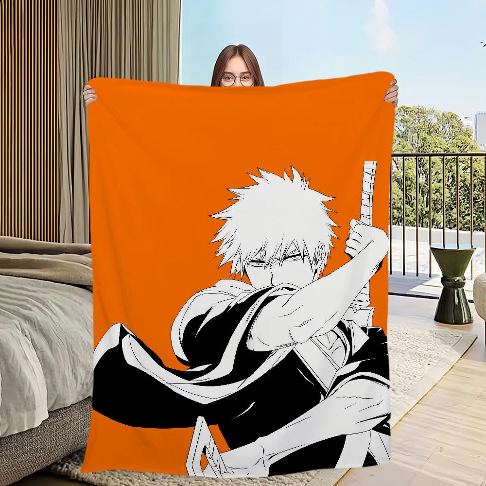 Hot-blood Manga Anime B-bleach Blanket Flannel Warm Comfort  Soft Plush Blanket for Sofa Living Room Office Bedroom Travel Gift