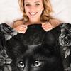 Black Cat Animal Pattern Print Art Blanket - Soft All-Season Multi-Purpose Throw for Sofa, Bed, Travel, Decor & Gift