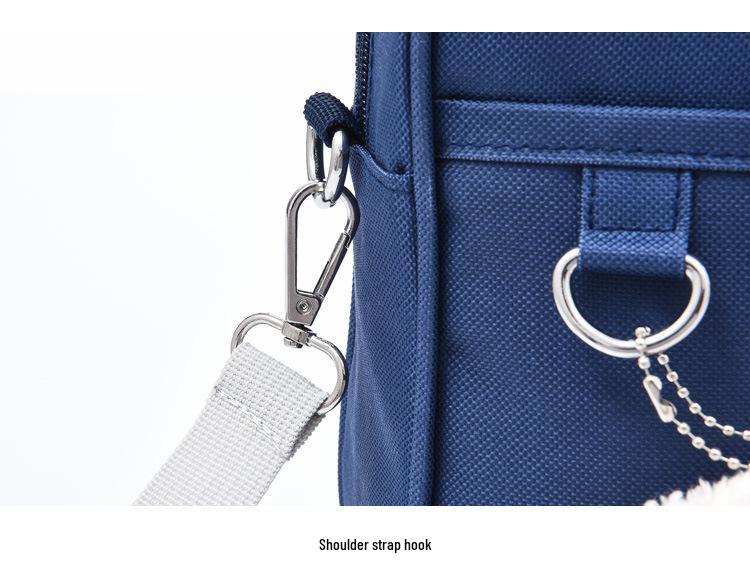 JK Canvas Color Block Shoulder Bag for Female Students - Japanese College Handbag