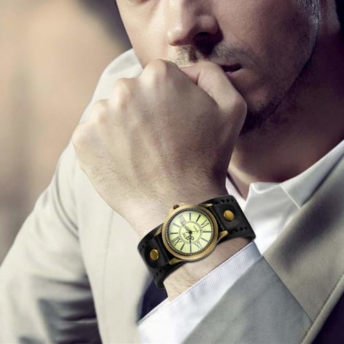 JewelryWe Antique-Style Wristwatch for Men and Women, Unisex, with a Dial-Style Frame, Retro Style, Stylish Leather and Alloy Design, Perfect for Birt