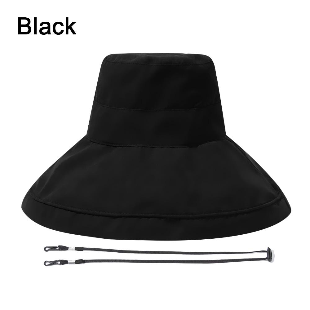 

Summer Foldable Wide Brim Big Visors With Windproof Rope Sun Hat Fisherman Cap Bucket Hat Beach Cap чорний