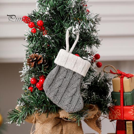 Xmas Tree Hanging Decorations Christmas Tableware Holder, Knitted Stockings Spoon Knife Fork Decorative Pendants for Trees Bag Fireplace, Tree,