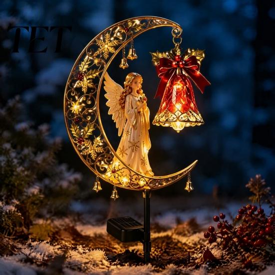 Decorative Pathway Lighting for Patios Solar Christmas Yard Stakes Light, Nutcracker Soldier/Angel/Red Bird/Snowman Outdoor Garden Lamp, Gift