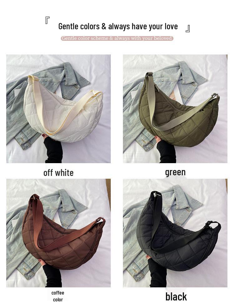 Cotton Argyle Moon Crossbody Bag - Versatile Casual Women's Shoulder Bag with Printed Logo.