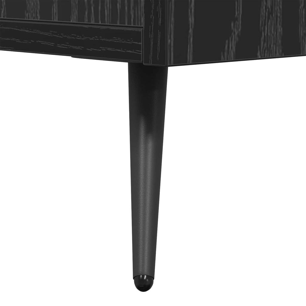 TV Cabinet In Black Oak Look 150 X 30 X 50 Cm Engineered Wood