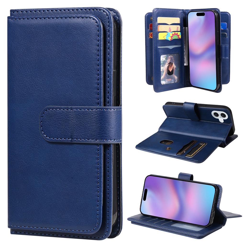 For iPhone 17 Leather Case with 10 Card Holder Phone Cover Stand