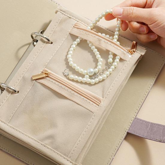 Jewelry Storage Book Set, PU Leather Travel Organizer, with 5 Removable Soft Velvet Pages Design, Jewelry Pouch for Necklaces Rings Earrings