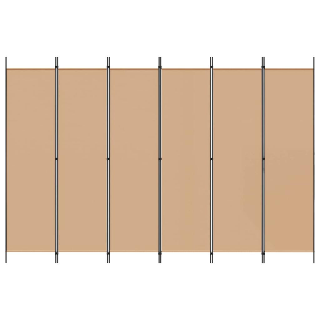 6 Panel Room Divider Beige 300 X 200 Cm Fabric