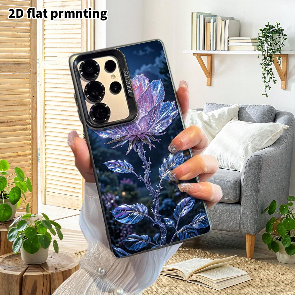 Phone Case: 2D Flat Samsung Galaxy A34 A35 M05 M06 S20 S22 S21 FE Plus 5G Protective Case, Couple Style, Glowing Crystal Rose, Christmas and Halloween