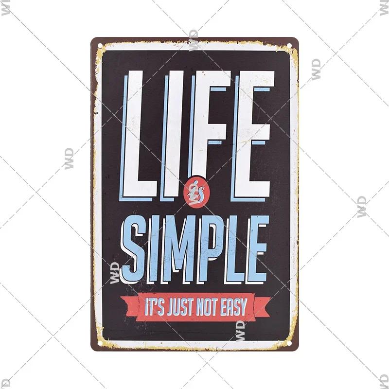 Hisun Tin Sign Inspirational Quote Vintage Metal Tin Sign Set Retro Life Love Family Beach Motivational Iron Painting Wall Art Decor for Home