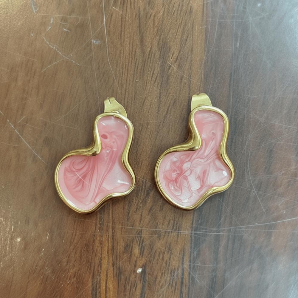 Minimalist Cloud Stud Earring Simple Design Temperament Style Irregular Earring Dainty Oil Dripping розовый