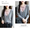 2025 A/W Women’s Loose Knit Cardigan – Polo Collar, Layered Look, Long Sleeve Outerwear