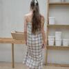 Elssibeui Cotton Plaid Check Strap Dress_Ivory