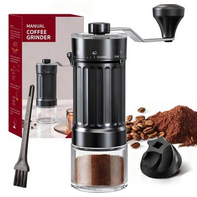 Moulin à café manuel Vixplorn avec meules en céramique 40 réglages de mouture 30g Double compartiment pour marc de café et brosse pour un café facile, compact et portable